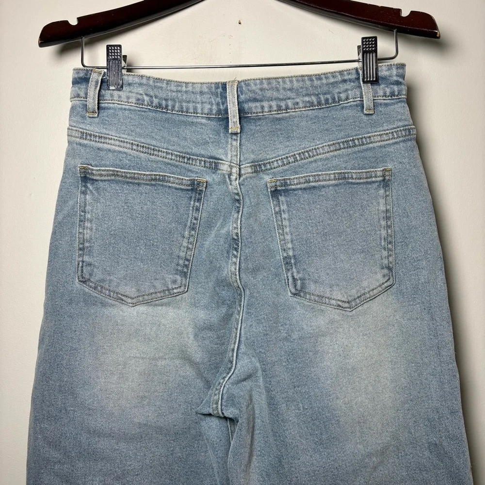 Commence Asymmetric Waist Wide-Leg Jeans Light Wash Size Medium